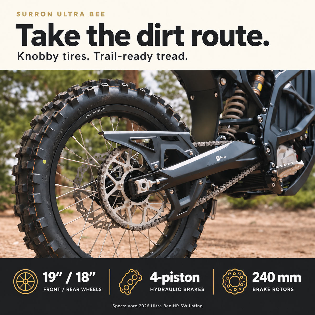 2026 Surron Ultra Bee HP SW - 24.5kW Powerful Dirt EBike 74V 60Ah