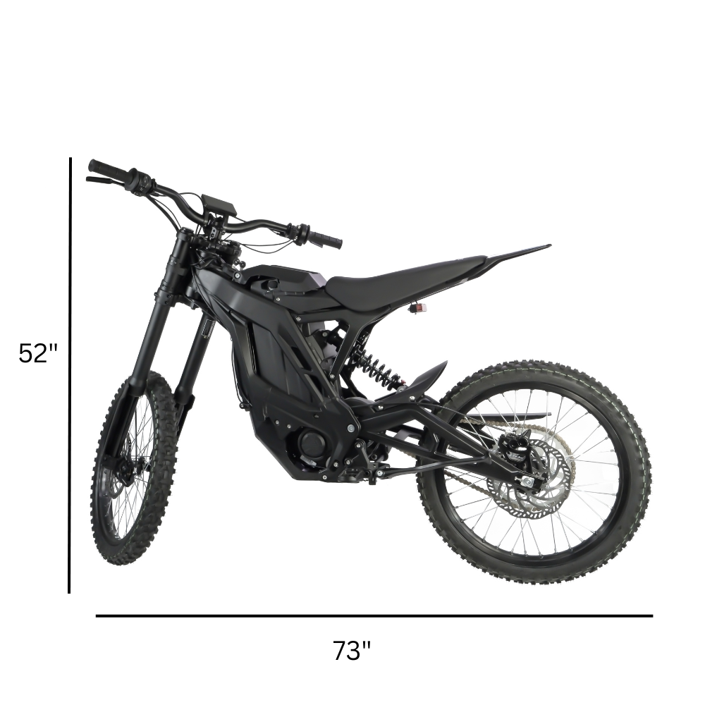 E Ride Pro SS 19" - Long Range Electric Dirt EBike 72V 12KW 60MPH Dimensions