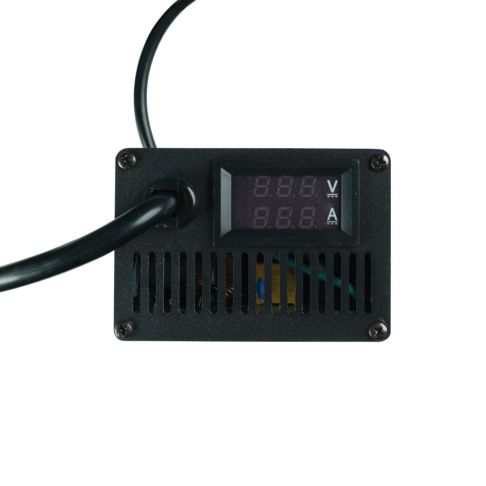 Fast charger volt and amp display