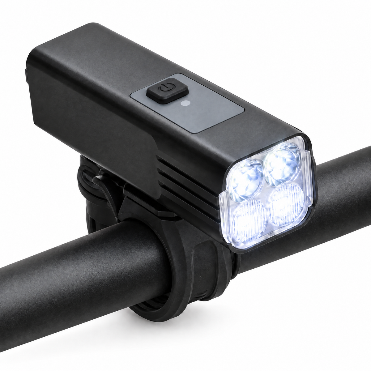 VM USB Rechargeable Front Light switched on, all four lenses lit