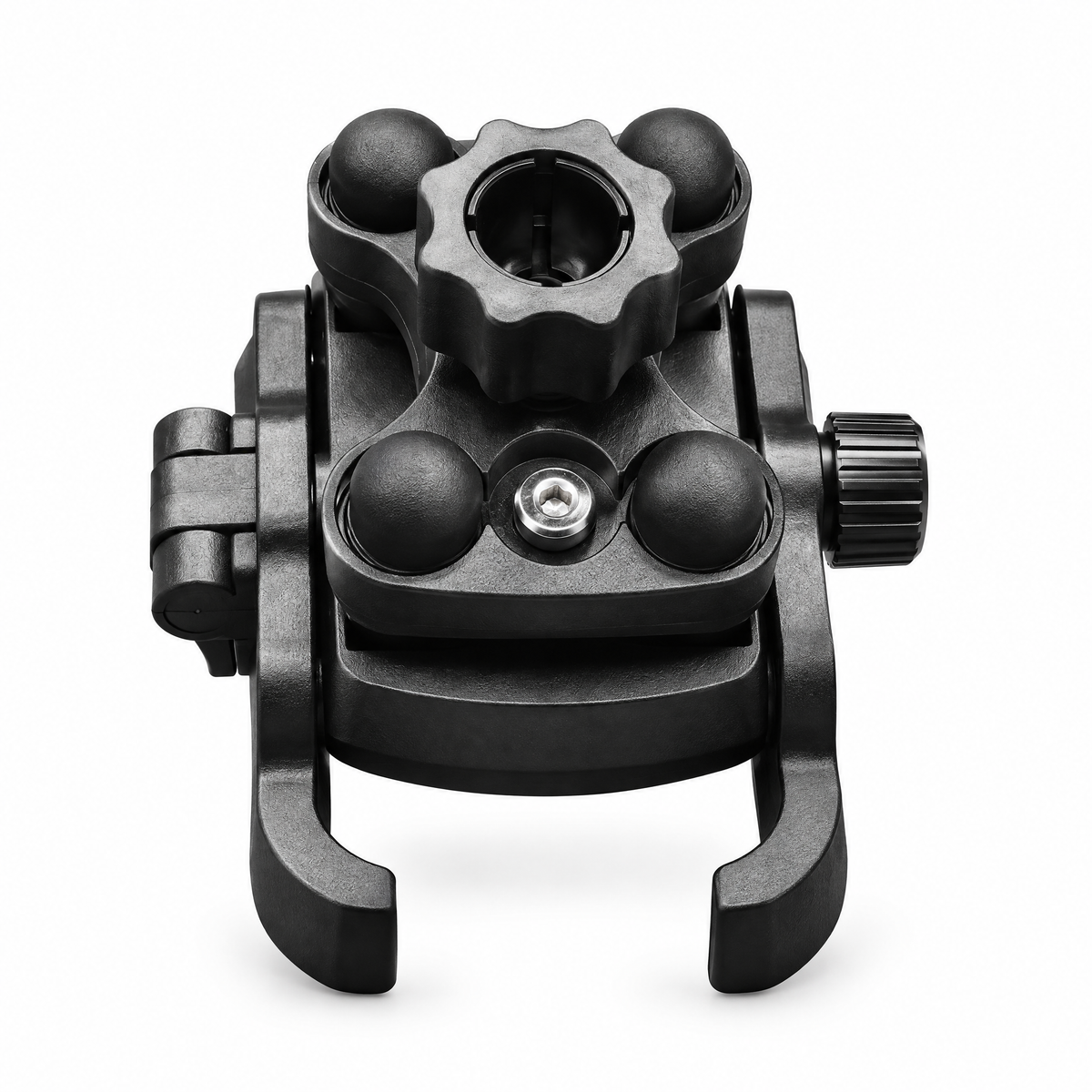 Back of the VM Aluminum Phone Holder showing the ball mount, star knob and side knob