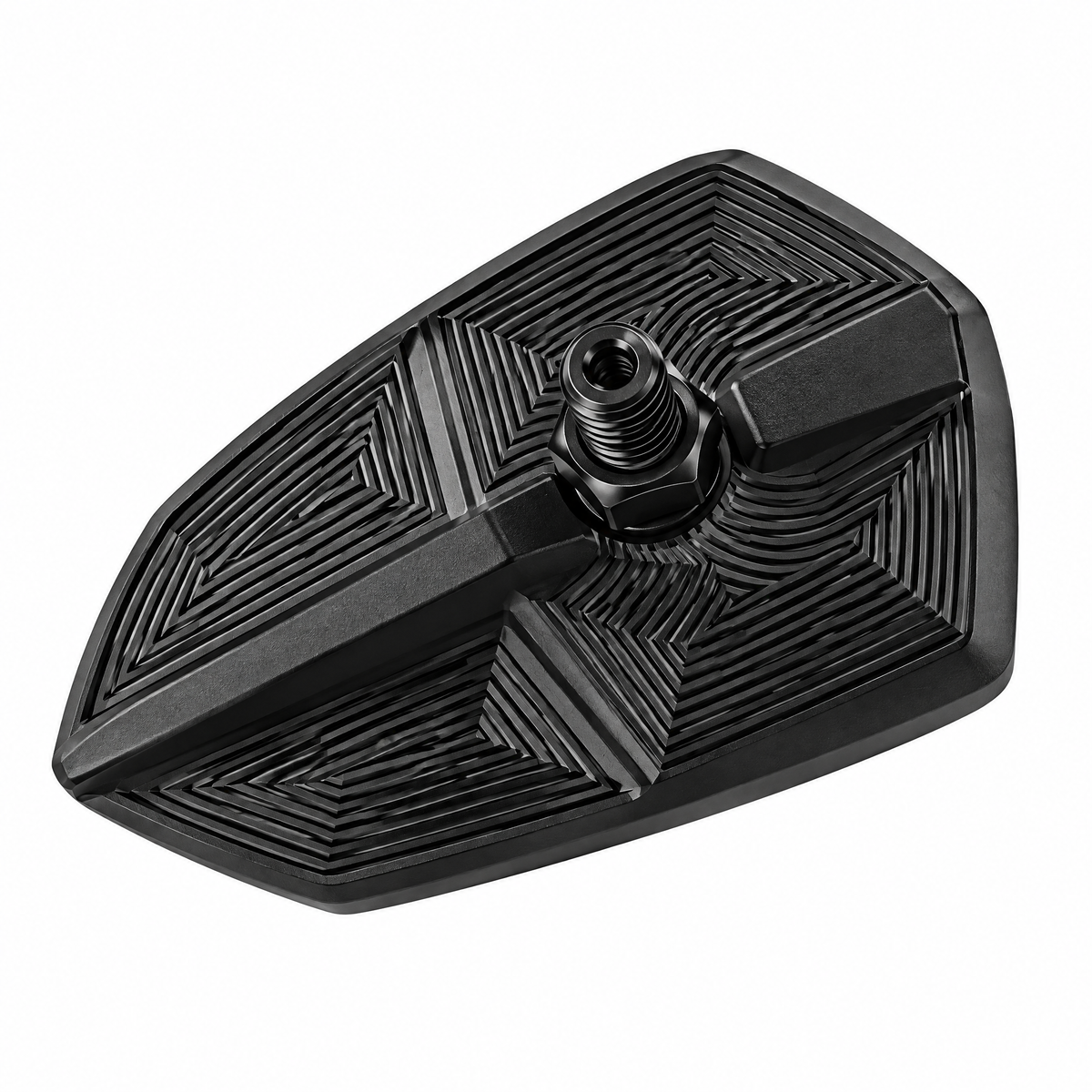 Back of the mirror head with its geometric pattern and mounting stud