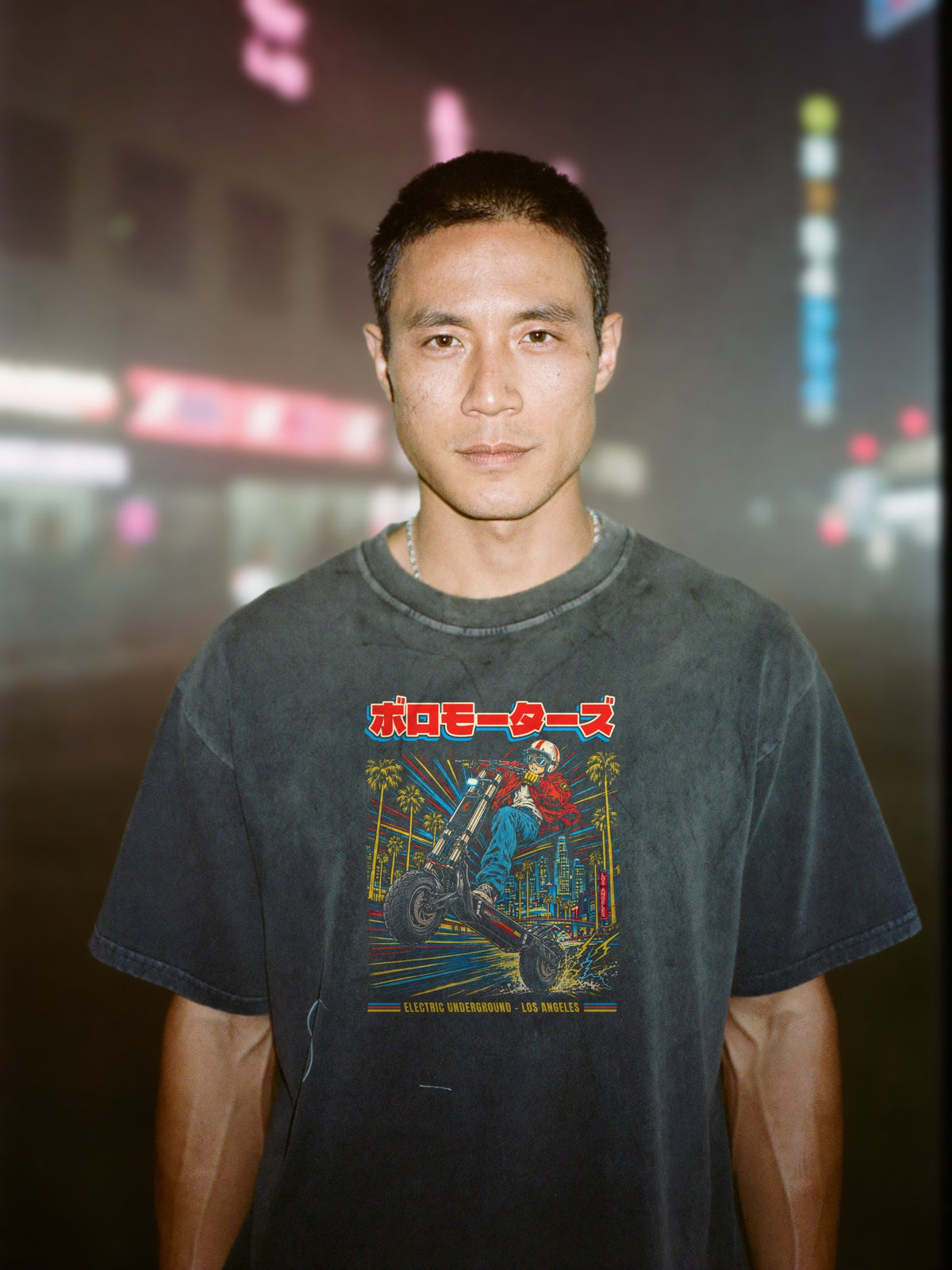 Electric Underground Washed Tee, front print close up