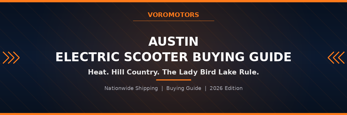 Austin electric scooter buying guide header graphic, VoroMotors