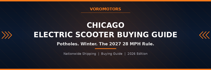 Chicago electric scooter buying guide header graphic, VoroMotors