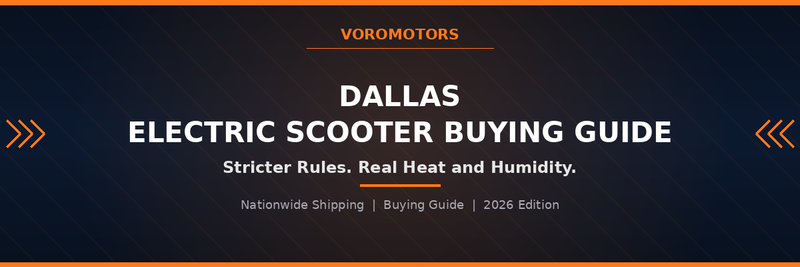 Dallas electric scooter buying guide header graphic, VoroMotors