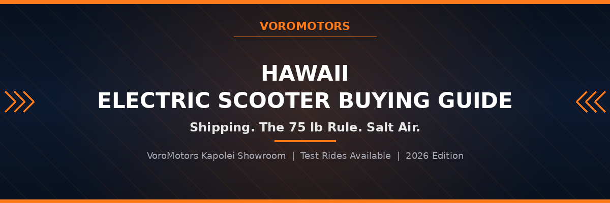Hawaii Oahu electric scooter buying guide header graphic, VoroMotors