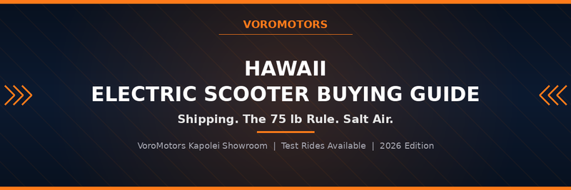 Hawaii Oahu electric scooter buying guide header graphic, VoroMotors