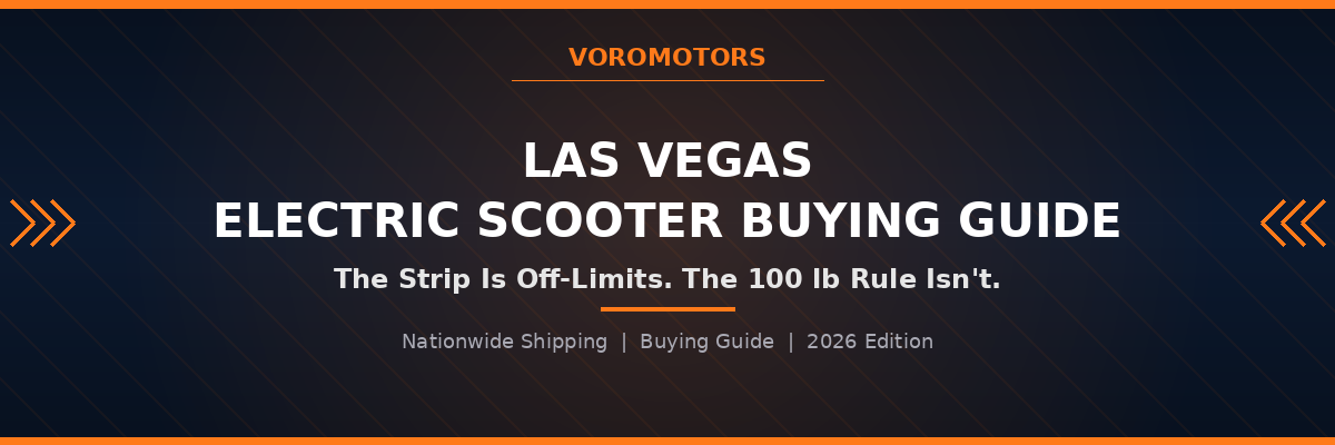 Las Vegas electric scooter buying guide header graphic, VoroMotors