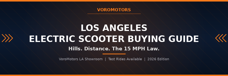 Los Angeles electric scooter buying guide header graphic, VoroMotors