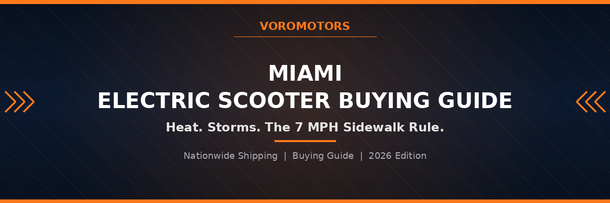 Miami electric scooter buying guide header graphic, VoroMotors