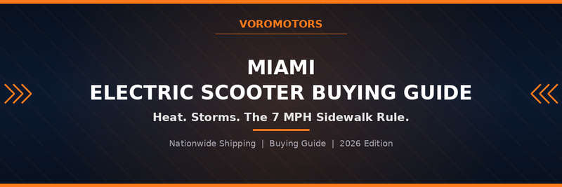 Miami electric scooter buying guide header graphic, VoroMotors