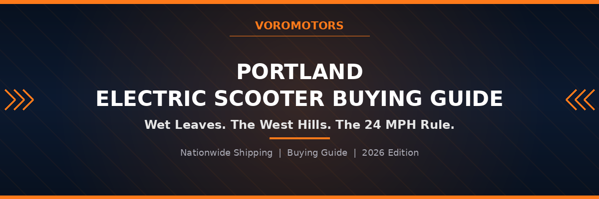 Portland electric scooter buying guide header graphic, VoroMotors