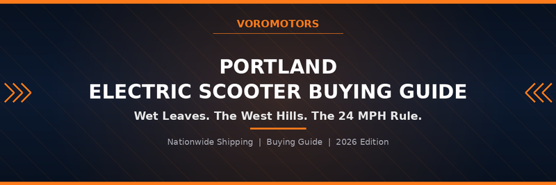 Portland electric scooter buying guide header graphic, VoroMotors