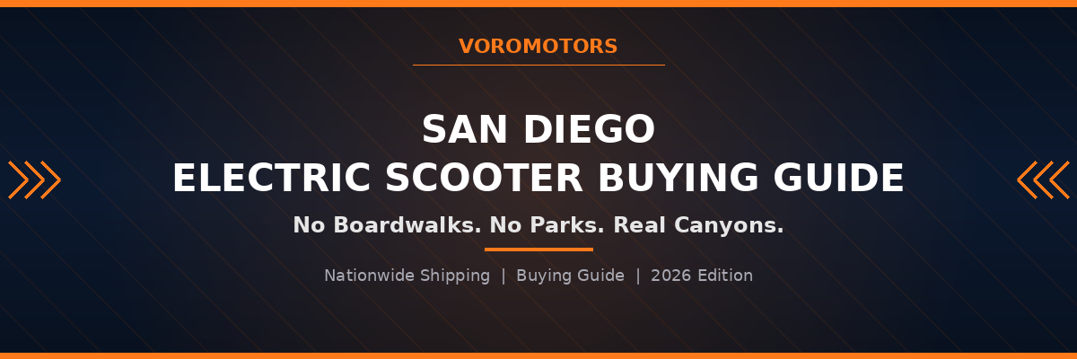 San Diego electric scooter buying guide header graphic, VoroMotors