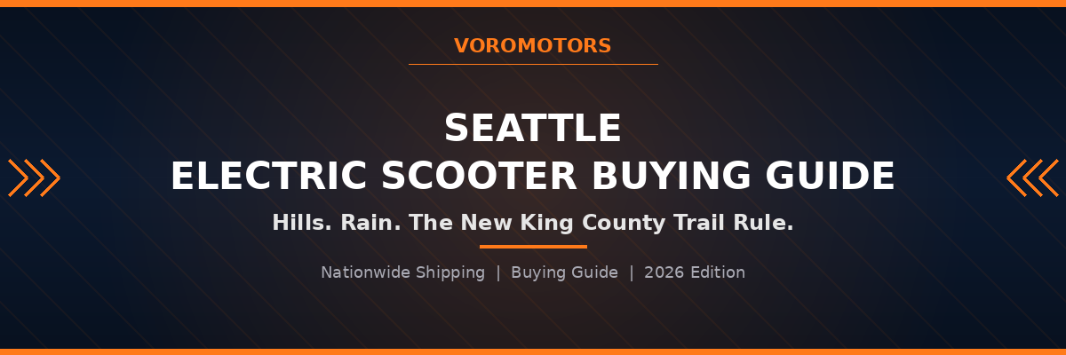 Seattle electric scooter buying guide header graphic, VoroMotors