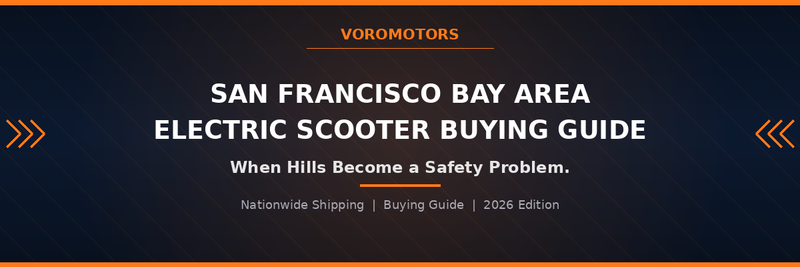 San Francisco Bay Area electric scooter buying guide header graphic, VoroMotors