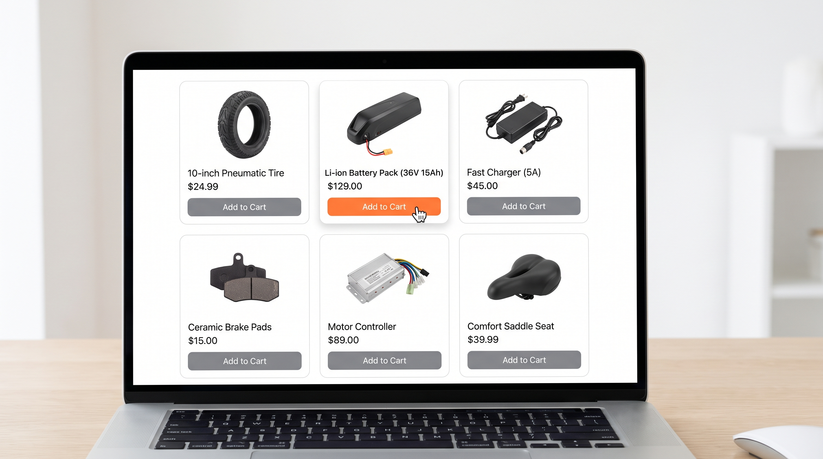 Point-and-click EMOVE Cruiser V2 parts store interface