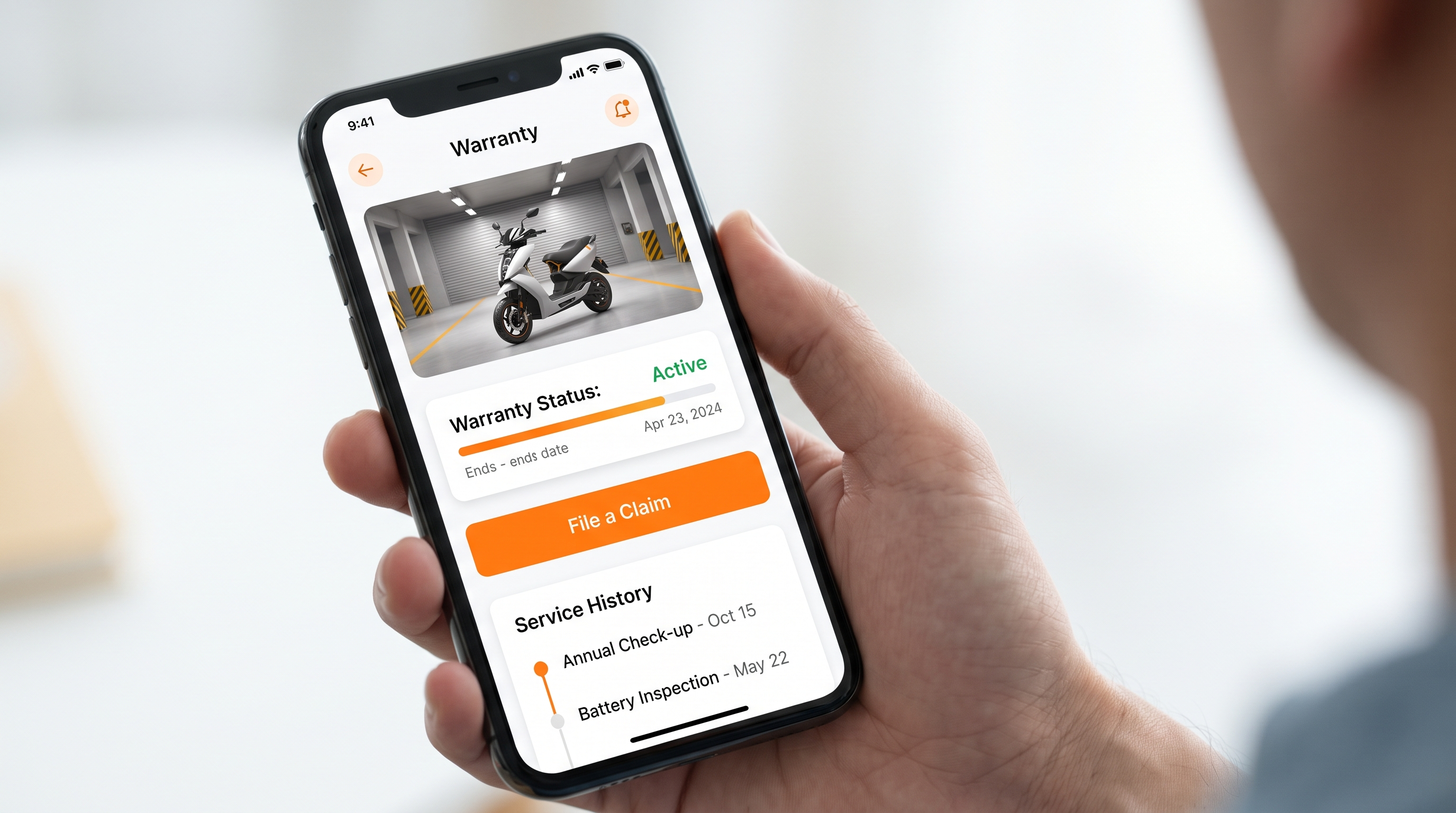 MyGarage warranty dashboard app on a smartphone