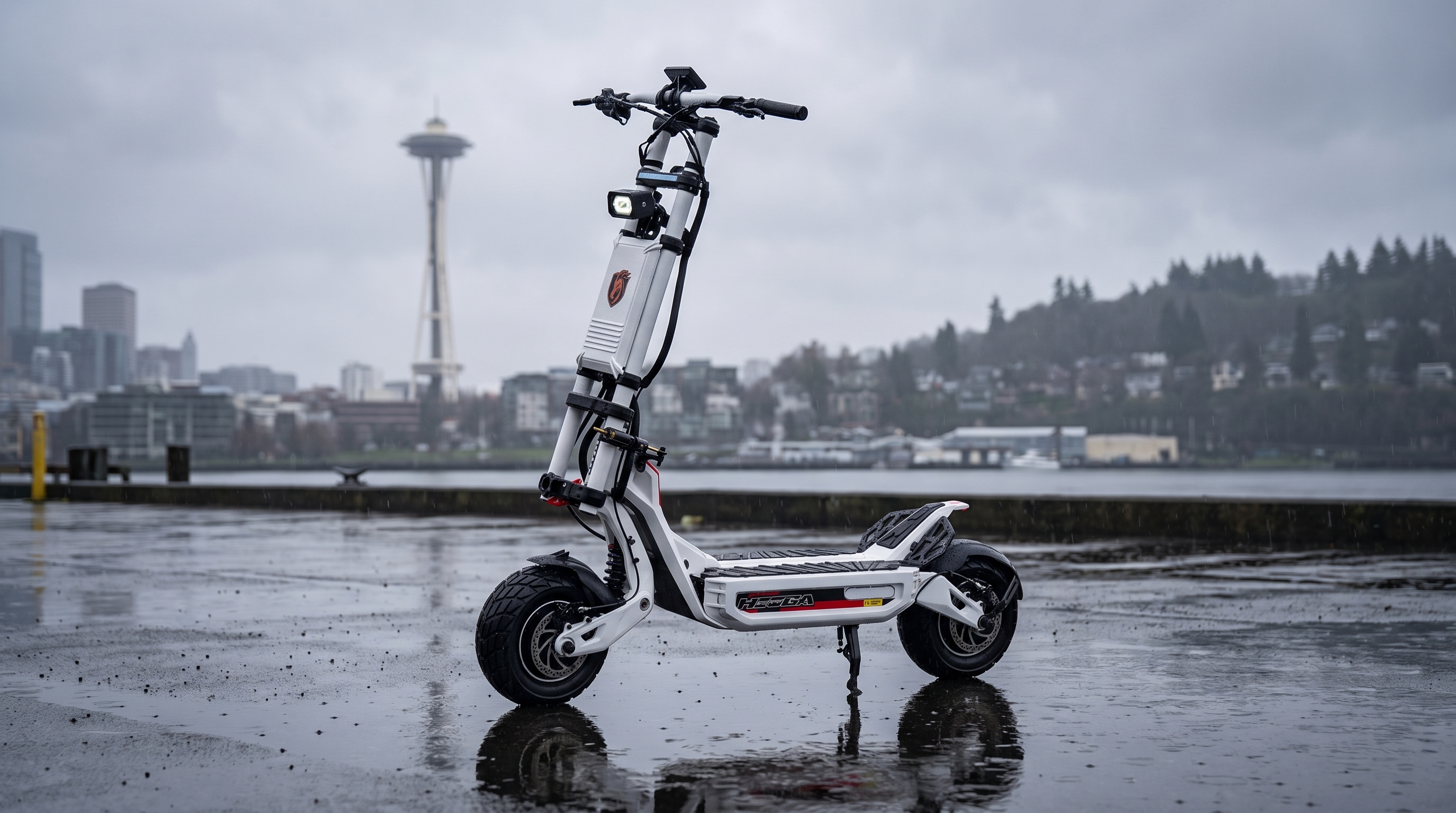 VoroMotors electric scooter on the Seattle waterfront