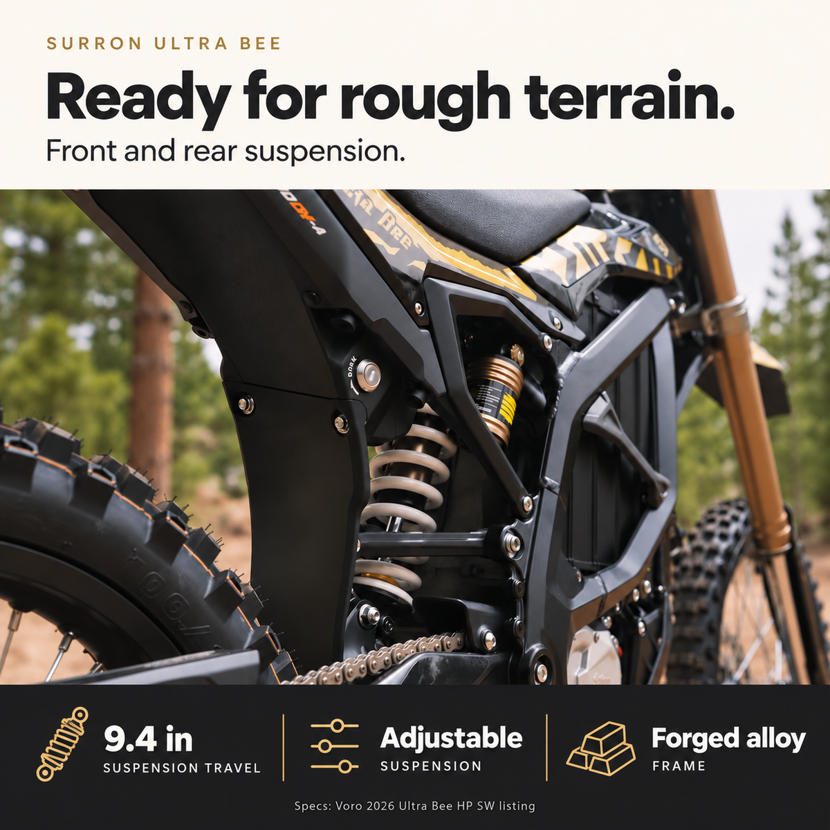 2026 Surron Ultra Bee HP SW - 24.5kW Powerful Dirt EBike 74V 60Ah