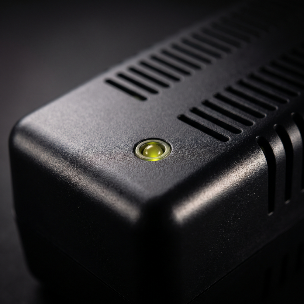 Charge status indicator light on the VM 1 charger housing