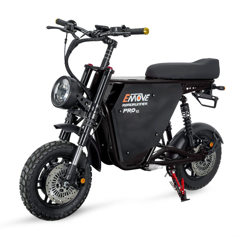 EMOVE RoadRunner Pro seated electric scooter, front three-quarter view