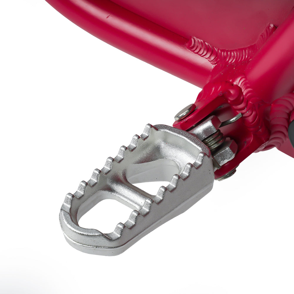 EMOVE RoadRunner Pro folding footpeg on red frame