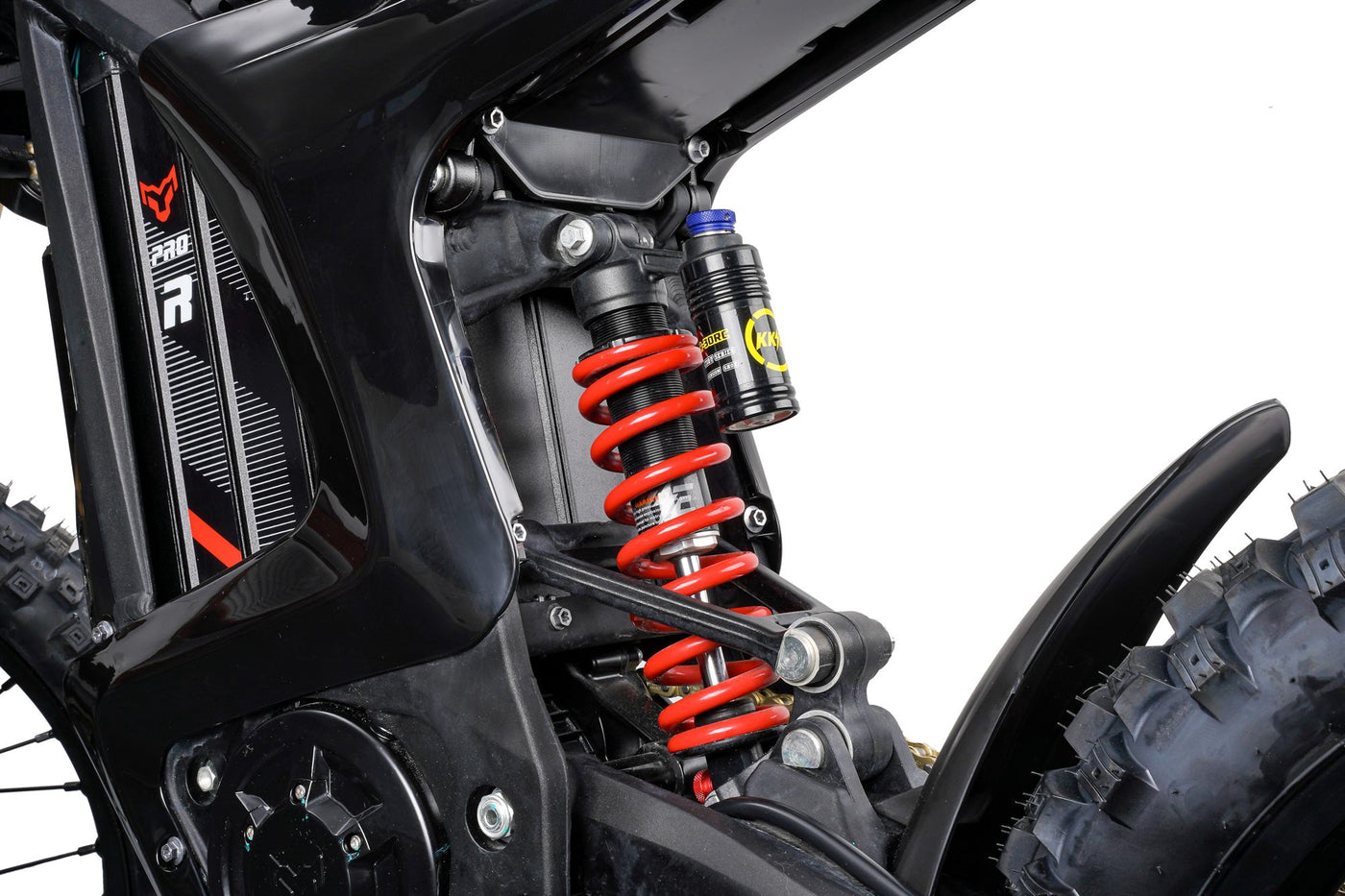 Arctic Leopard XE Pro R rear shock and swingarm linkage