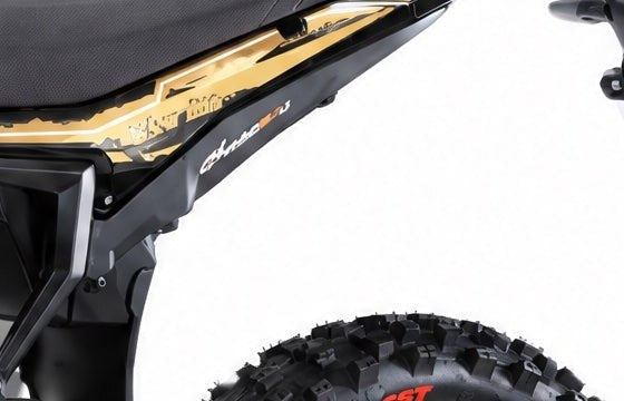 Close view of the Surron Ultra Bee rear side panel decal