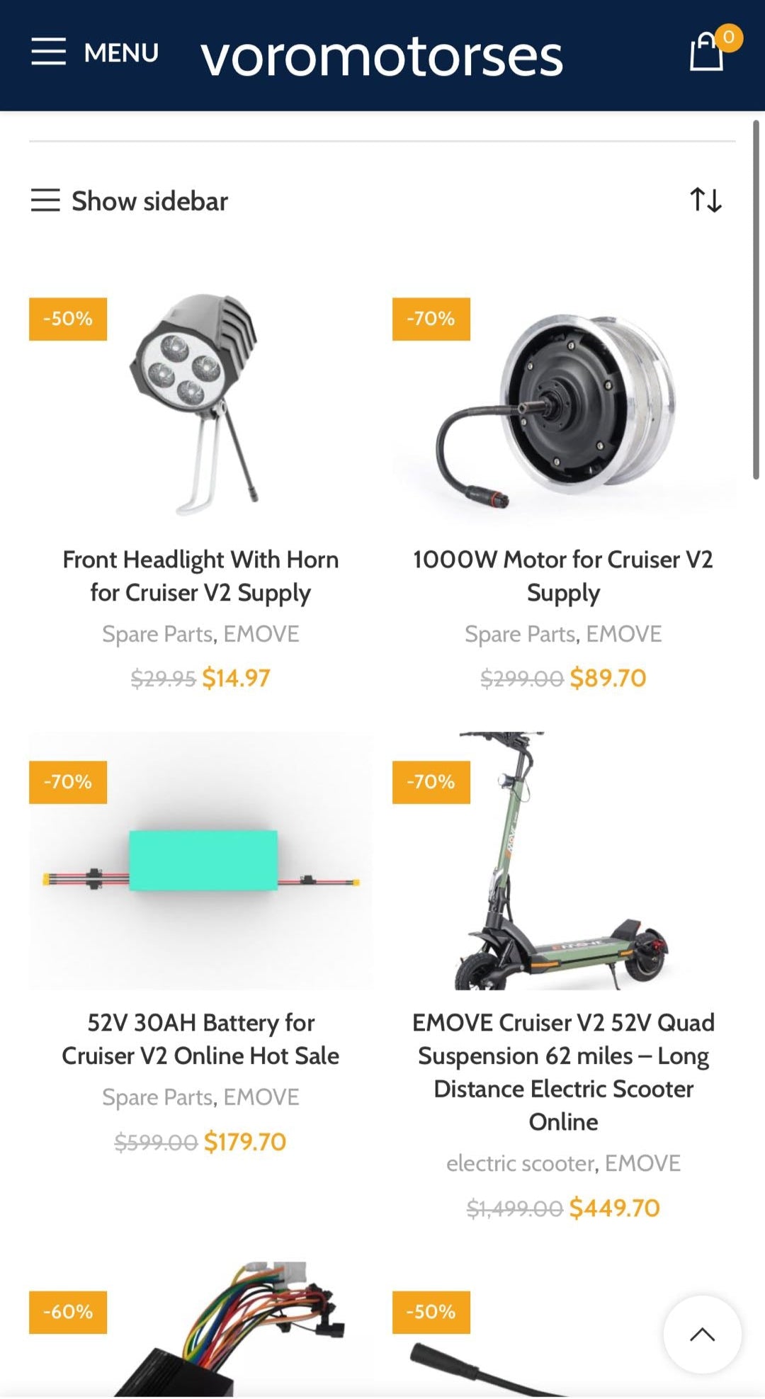 Screenshot of a fraudulent website copying the VoroMotors design