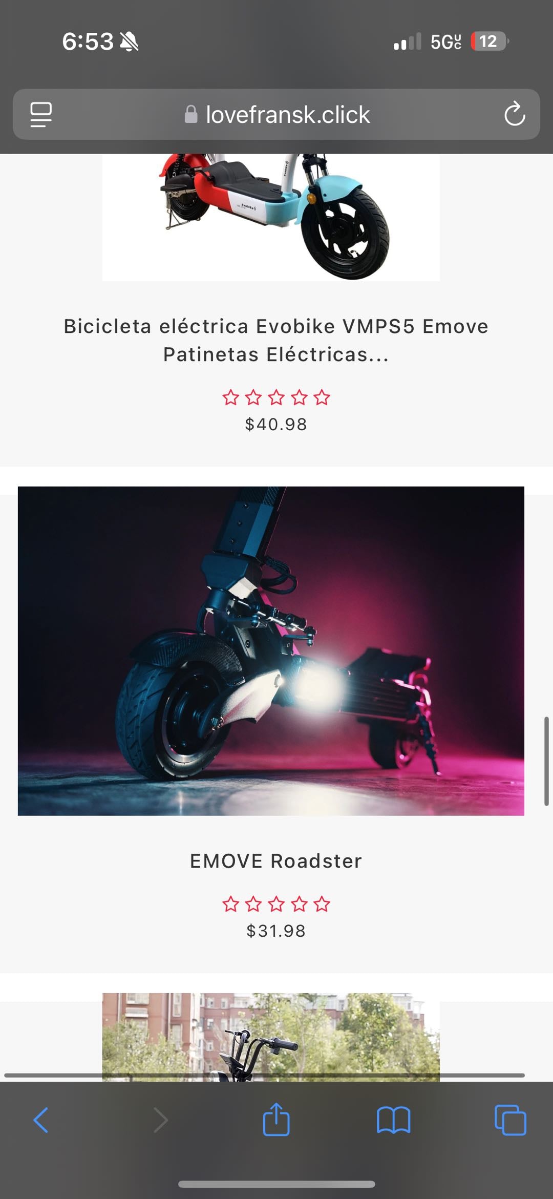 Screenshot of a fraudulent website copying the VoroMotors design