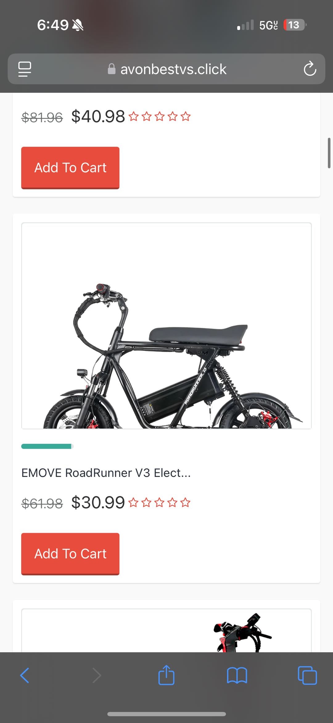 Screenshot of a fraudulent website copying the VoroMotors design