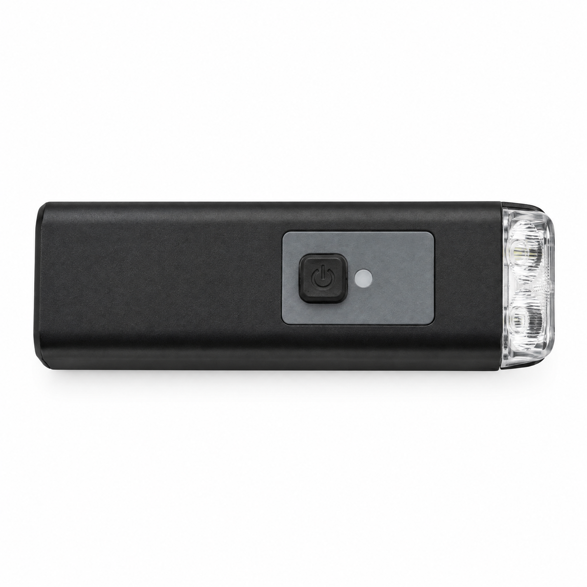 Top view of the VM USB Rechargeable Front Light showing the power button and indicator light