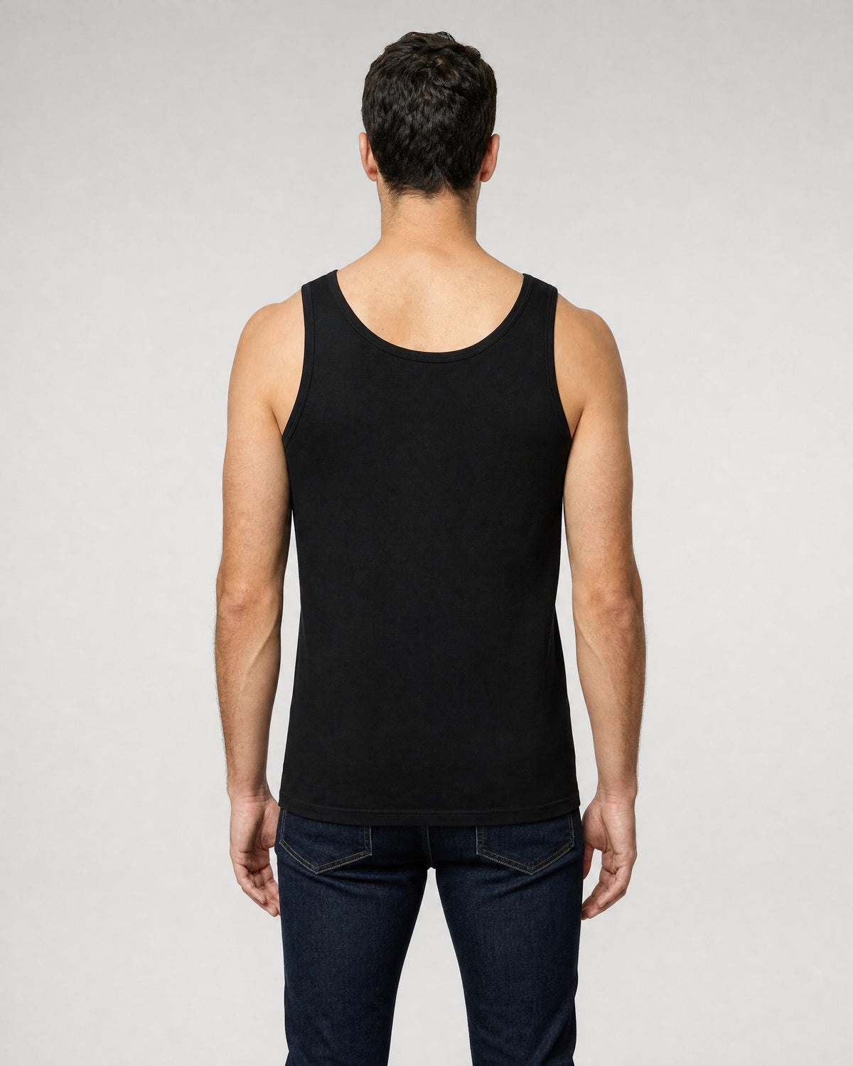 Back view of the I'm Just a Kid Adult tank in black, plain back