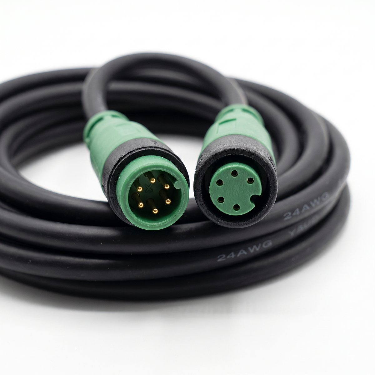 Green five pin waterproof connector pair used by the Inmotion Climber display loom