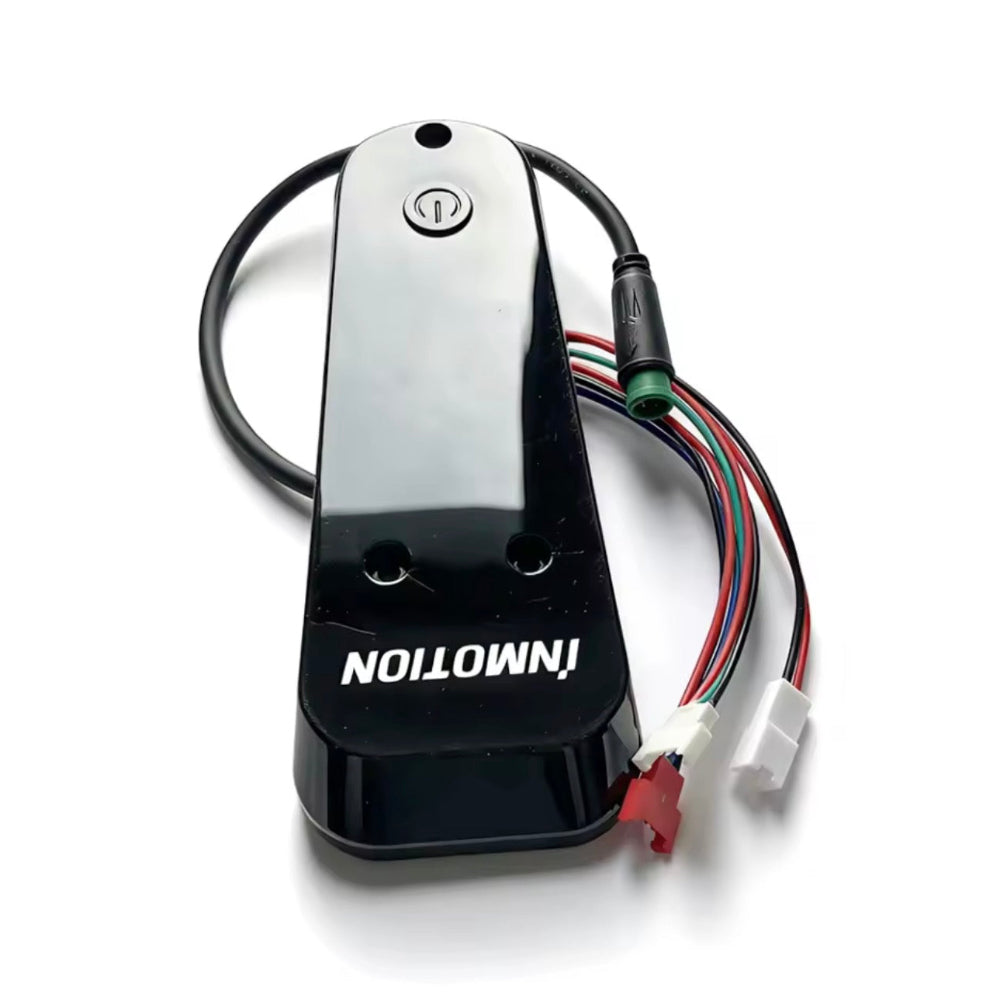 Genuine Inmotion Climber display and power button assembly with its wiring loom and green five pin waterproof connector