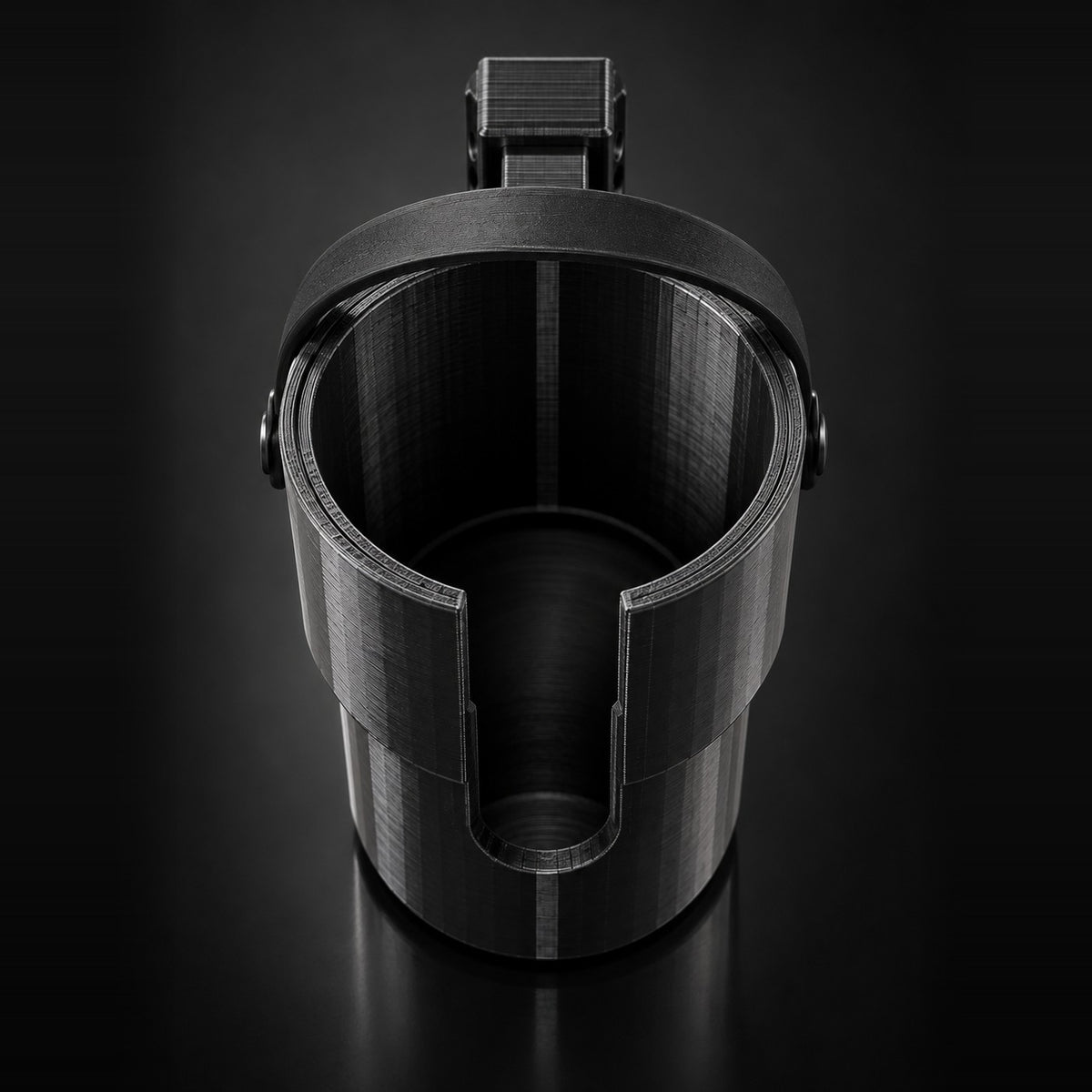 Looking down into the holder to show how deep the cup goes
