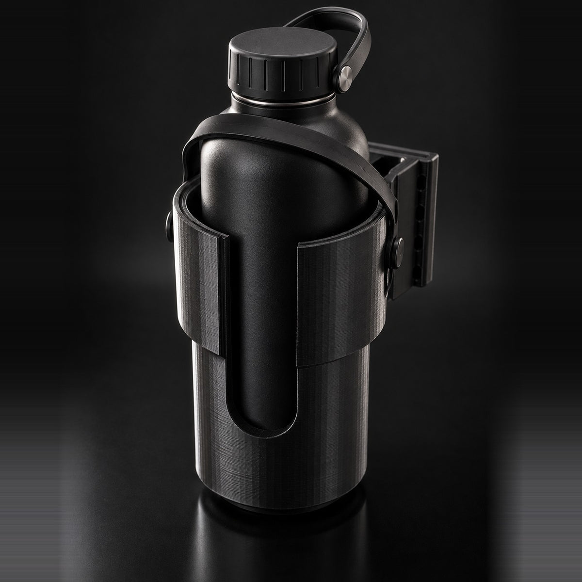 Water bottle held in the cup holder
