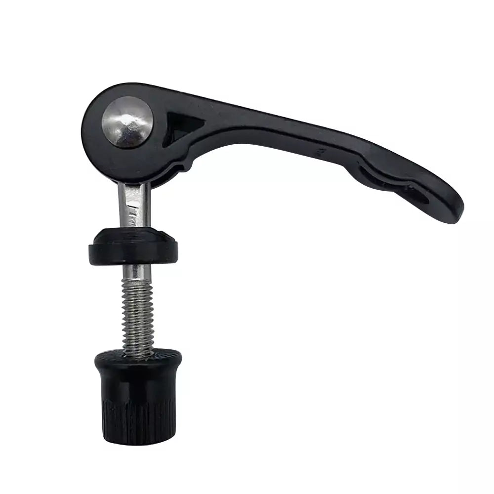 clamp mechanism electric scooter folding process, telescoping stem folding guide with quick-release knob