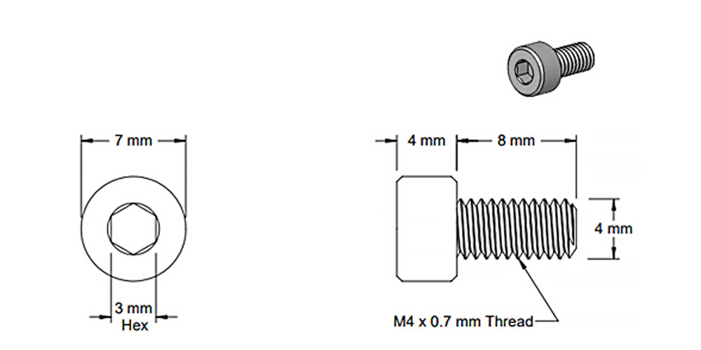(Paquet de 5) Vis à douille noire M4x8 mm