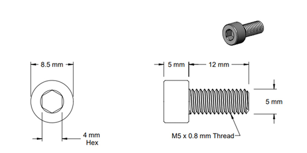 (5 Pack) M5x12mm Silver Socket Screw
