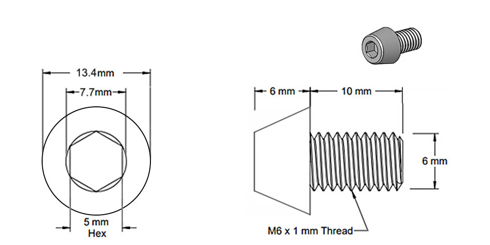 (Paquet de 5) Vis à tête trapézoïdale argentée M6x10mm