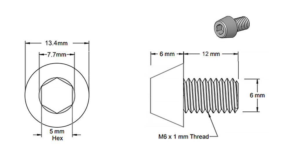 (Paquet de 5) Vis à tête trapézoïdale argentée M6x12mm