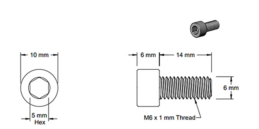 (Paquete de 5) Tornillo de cabeza hueca plateada M6x14 mm